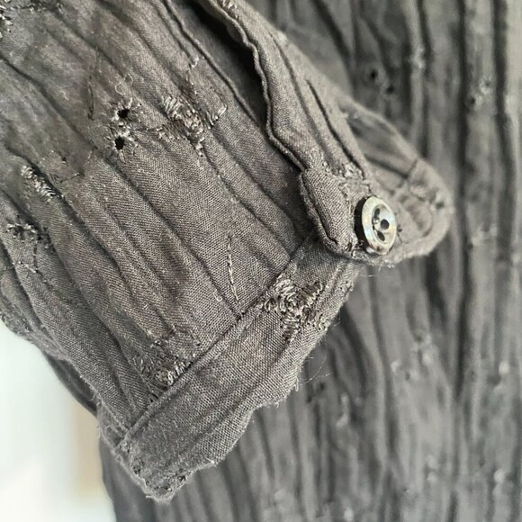 Jessica Black Embroidery 3/4 Sleeve Button Up Blouse Top Shirt Size Large 12 - Picture 3 of 9